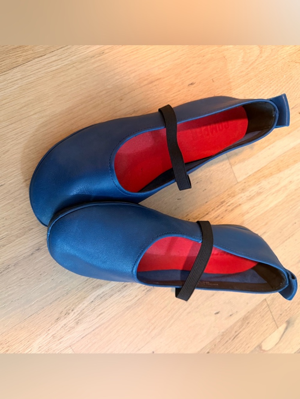 Camper Navy Mary Jane Shoes with Red Insole - Picture 2 of 8